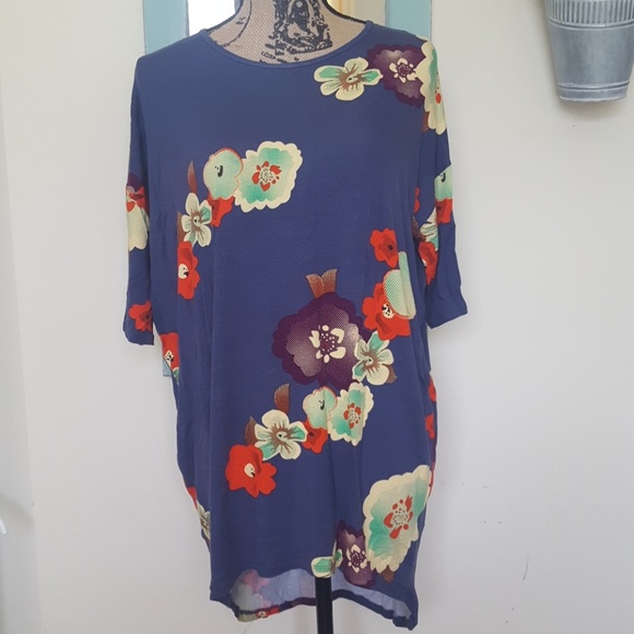 Lularoe Floral Blue Irma Top - Picture 2 of 6